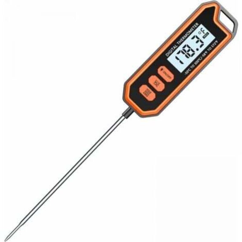 Wasserdichtes Küchenthermometer mit Sperrfunktion, 14,2 cm lange Sonde, LCD-Display, hohe Präzision beim Kochen von Fleisch, Zucker, Grillgut,