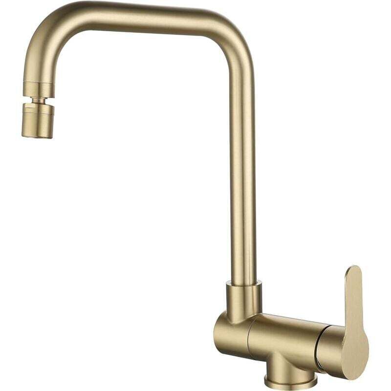 Wasserhahn Küche Brause, Küchenarmatur mit Ausziehbarem Brause, Mischbatterie Küche, Spültischarmatur Küche Gold moderner faltbarer Wasserhahn