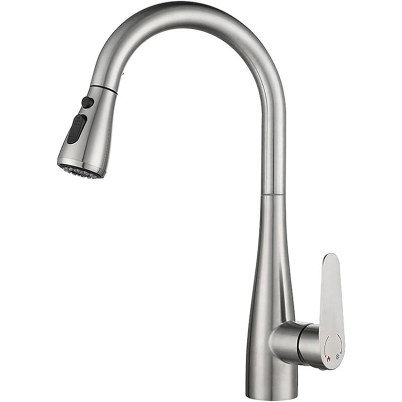 Jn.songs - Wasserhahn Küche, Küchenarmatur mit Handbrause, Küche mit Brause 2 Wasserstrahlarten - Chrom