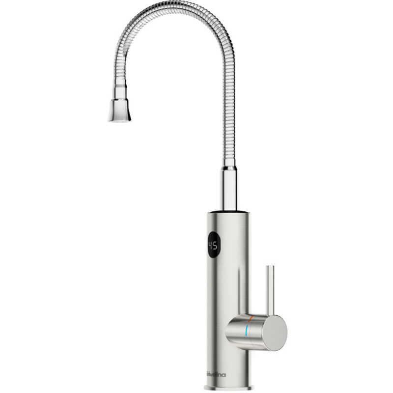 Wasserhahn mit Durchlauferhitzer, 3200W Electric Wasserhahn Küche led Digitalanzeige Küchenarmatur Edelstahl 360° Flexible Drehung Mischbatterie