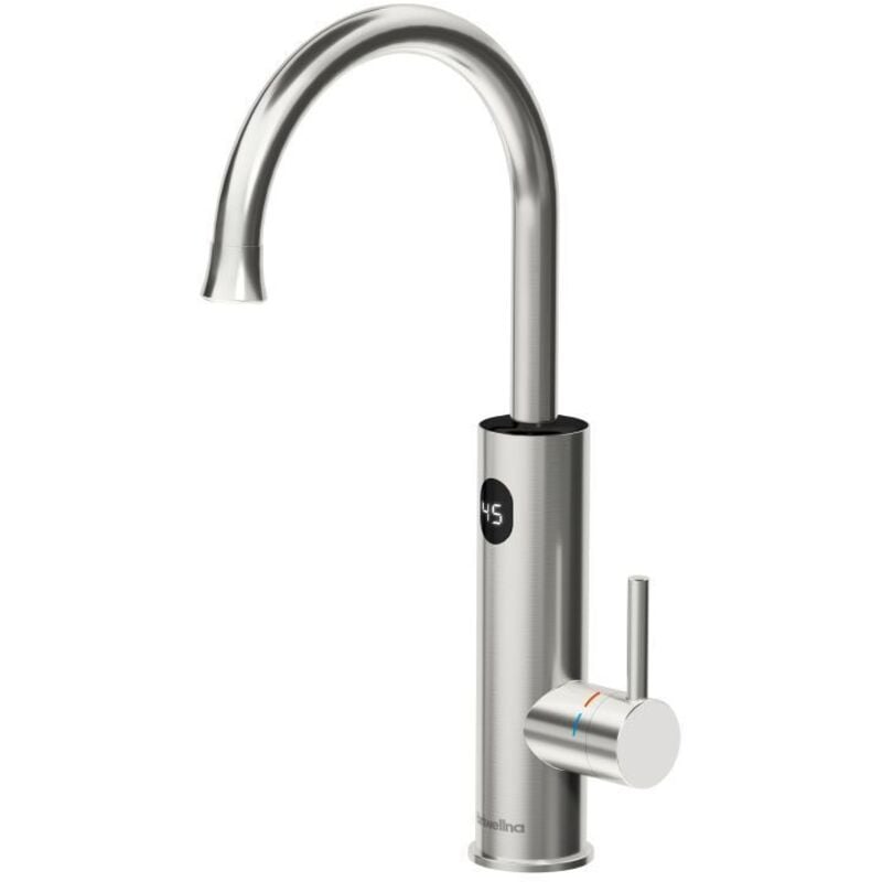 Wasserhahn mit Durchlauferhitzer Küche, Elektrischer Wasserhahn 3200W Küche led Digitalanzeige Küchenarmatur Edelstahl Mischbatterie Küche 360°