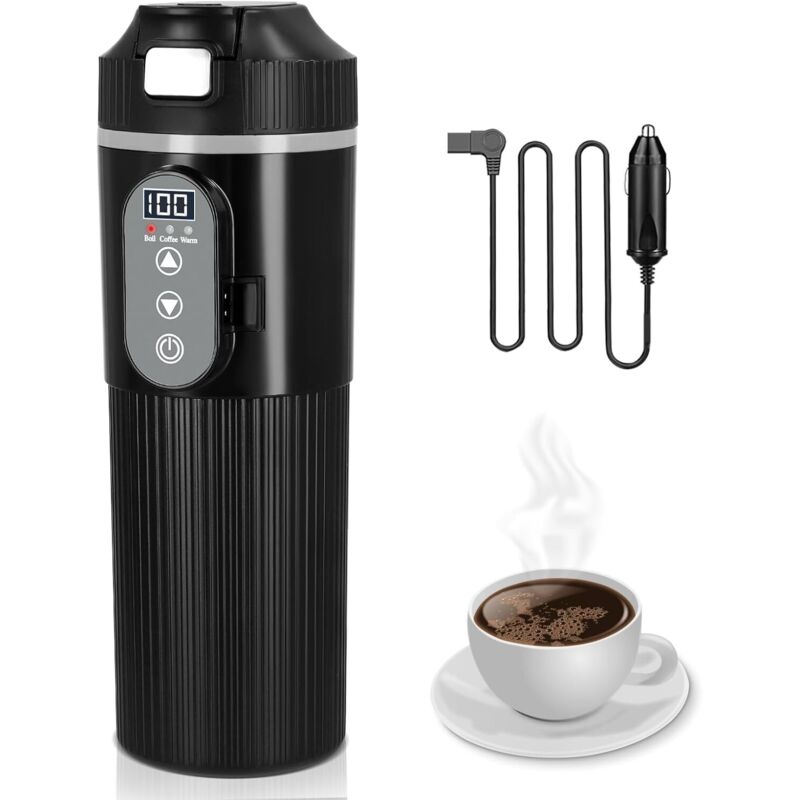 Wasserkocher (12 V), 500 ml Reise-Wasserkocher, Mini-Wasserkocher (12–24 V), tragbarer Auto-Heizbecher, Schnellkochbecher für LKW, Taxi, Reisen,