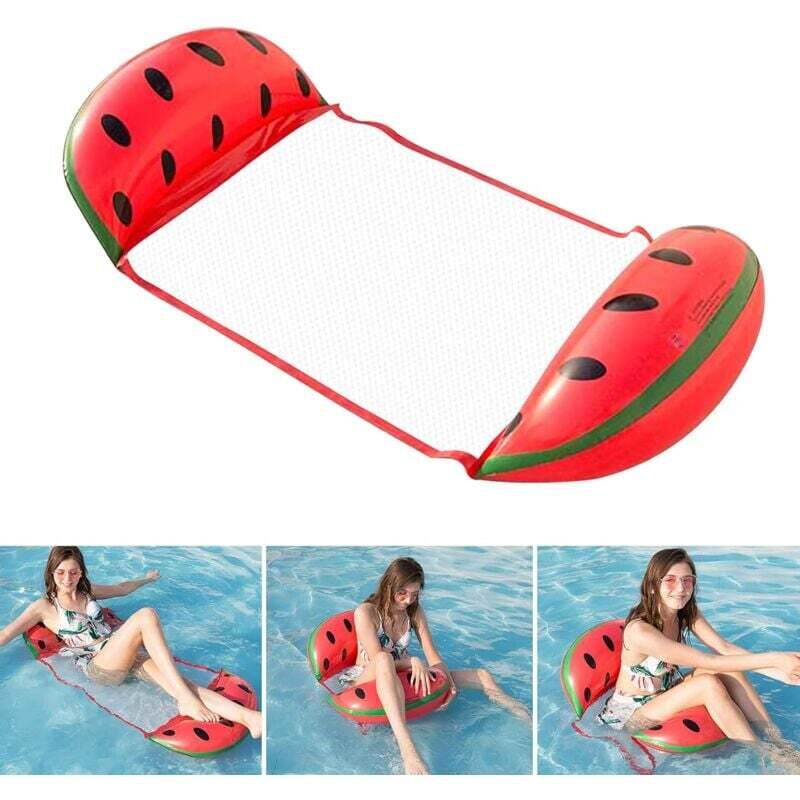 Wassermelone, Aufblasbare Schwimmhängematte, Mehrzweck-Schwimmbett, 4-in-1-Schwimmhängematte (Sattel, Liegestuhl, Schlauchboot, Hängematte),