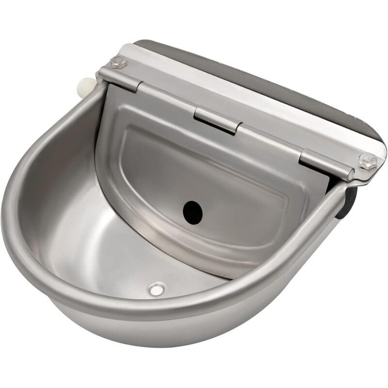 Wassertränke aus Edelstahl mit Ablassstopfen und verstellbarem Schwimmerventil für Pferde, Hunde, Rinder, Ziegen, Schafe, Schweine, automatische
