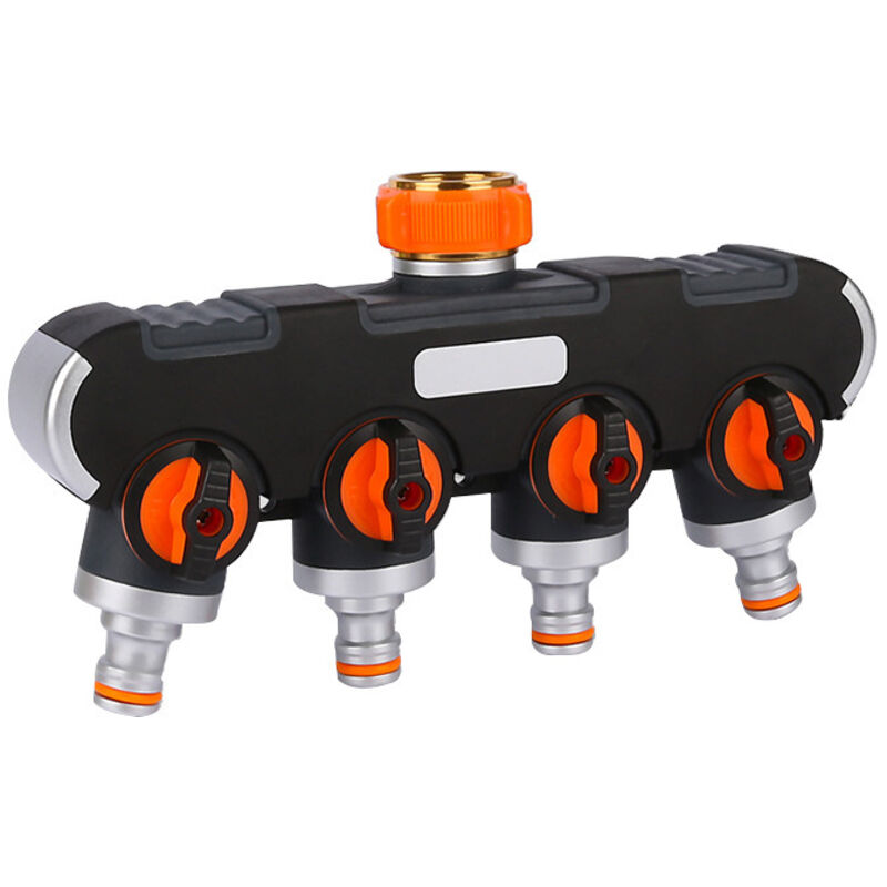 Water Distributor for Faucet, 3/4 Inch and 1/2 Inch 4 Way Valve Distributor for Garden Watering, Kitchen, Washing, Water Flow Adjustable and Shut-off