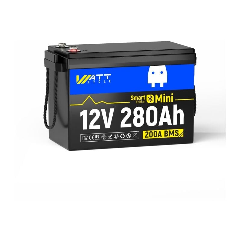WattCycle Bluetooth LiFePO4 Lithium-Batterie 12V 280Ah – Mit integriertem BMS – Perfekt für Wohnmobile, Angeln, Solaranlagen & Caravan
