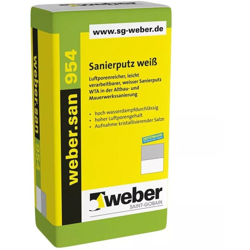 Weber Saint Gobain - weber.san 954 Sanierputz, weiß, 25 Kg
