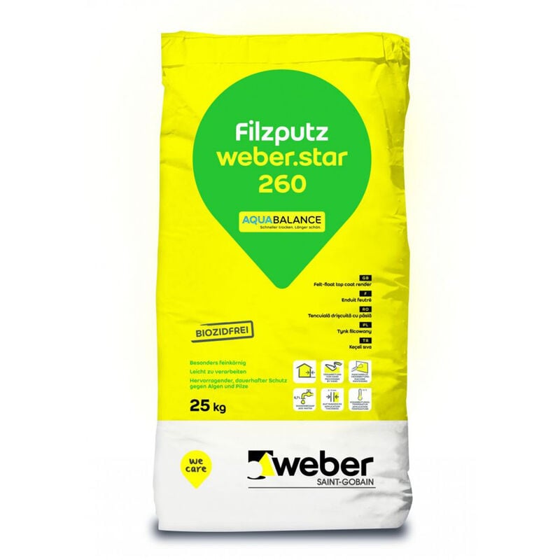 Weber Saint Gobain - weber.star 260 AquaBalance 0,5 mm 0010 Filzputz 25kg