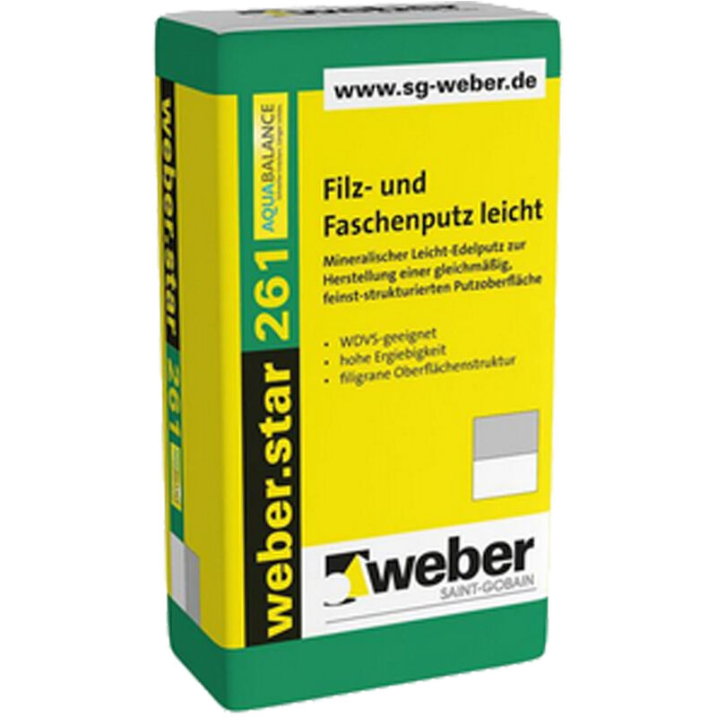 Weber Saint Gobain - weber.star 261 AquaBalance 0020 Filz- und Faschenputz leicht 0,5mm 25kg