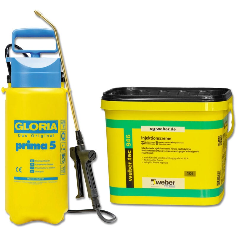 Weber Saint Gobain - weber.tec 946 Injektionscreme 10 l Eimer + gloria Drucksprühgerät 5 Liter