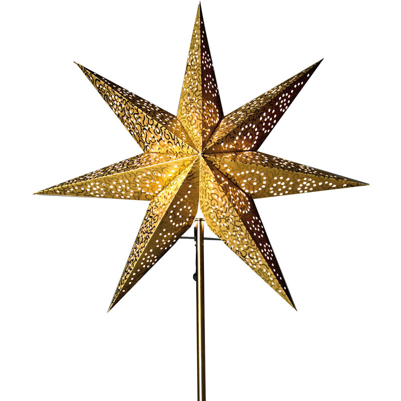 Star Trading Wechsel-Schirm Weihnachtsstern Antique von Star Trading, 3D Papierstern Weihnachten in Gold mit Ornamenten, Dekostern ø: 48 cm