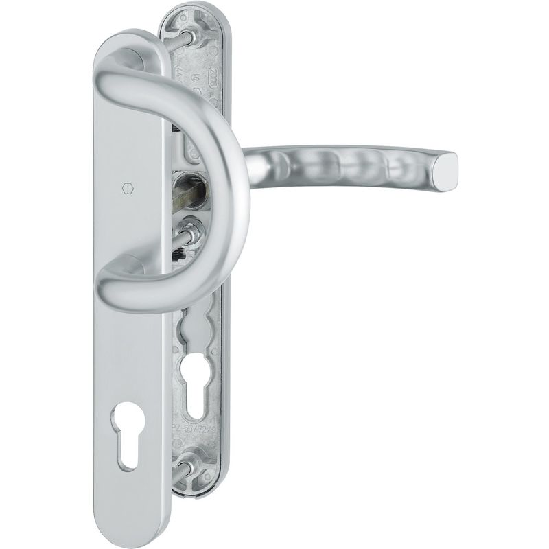 Wechselgarnitur LIÈGE - auf Schmalschild, Bügelgriff, 67 - 72, silber eloxiert