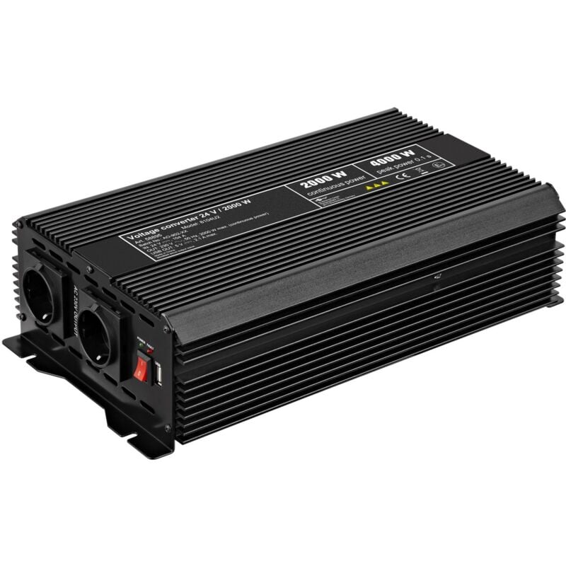 Goobay - Spannungswandler dc/ac (24 v - 230 V/2000 w) usb, wandelt 24 v dc in 230 v ac um.
