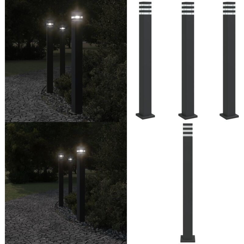 Wegeleuchten 3 Stk. Schwarz 110 cm Aluminium - Gartenlampe - LED-Lampe - Außenstehleuchte - Outdoor Beleuchtung - Terrasse Beleuchtung - Home & Living
