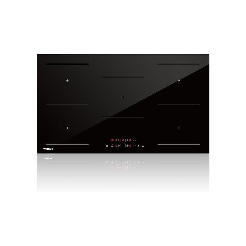 Einbau Induktions-Kochfeld,90cm 8600W Induktionskochfeld 5 zonen mit Power Booster, überhitzungsschutz,Timer, 9 Heizstufen,Berührungssteuerung