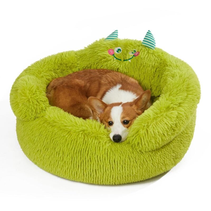 Weiches Hundebett, großes orthopädisches Bett (69 x 69 x 36 cm), waschbares Bett, Pappbett, grün