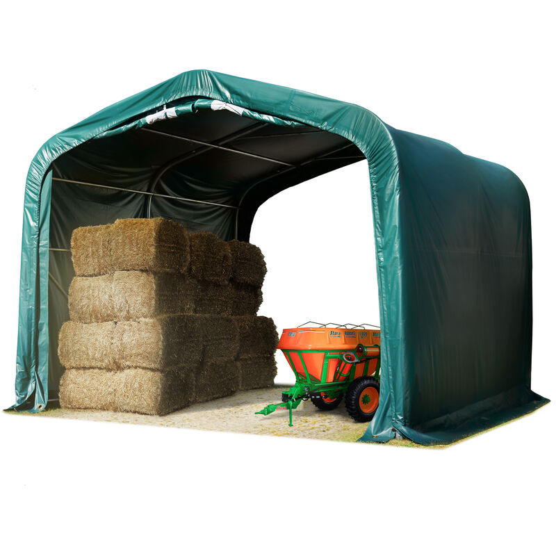 Weideunterstand 4x4 m PVC Plane 850N Lagerzelt Unterstand grün für Erduntergrund