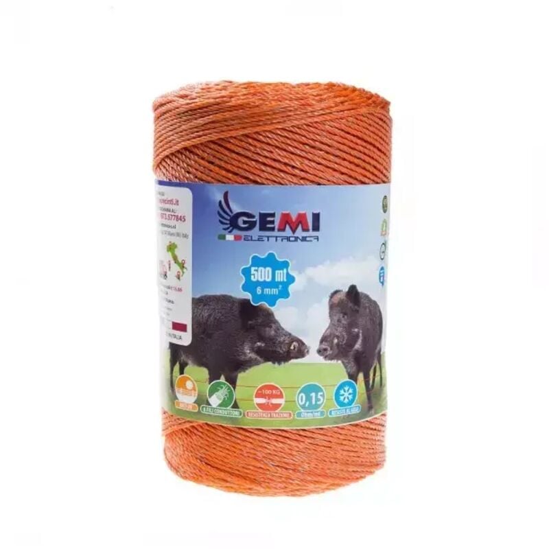 Gemi Elettronica - Weidezaunlitze Für Den Weidezaun 500 Mt 6 Mm² Litze Weidezaunseil Elektrozaun Für Schafe Rinder Schweine Wildschweine Und Rehe