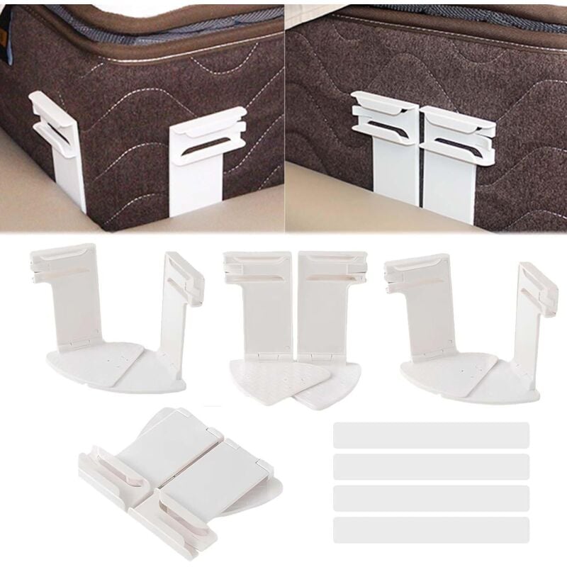 weiße Spannbettlaken-Clips für Matratzen, Spannbettlakenhalter mit unsichtbarem Befestigungsstreifen, rutschfeste Bettlakenhalter für Matratzen