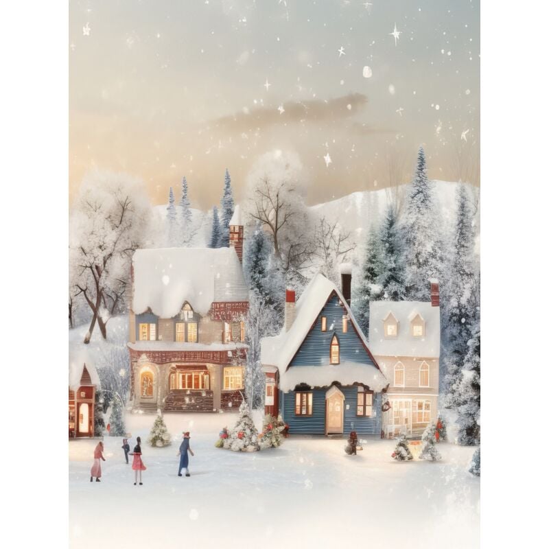 Weihnachten Winter Stadt Poster Weihnachten Winter Schnee Landschaft 21x15cm P2383A5