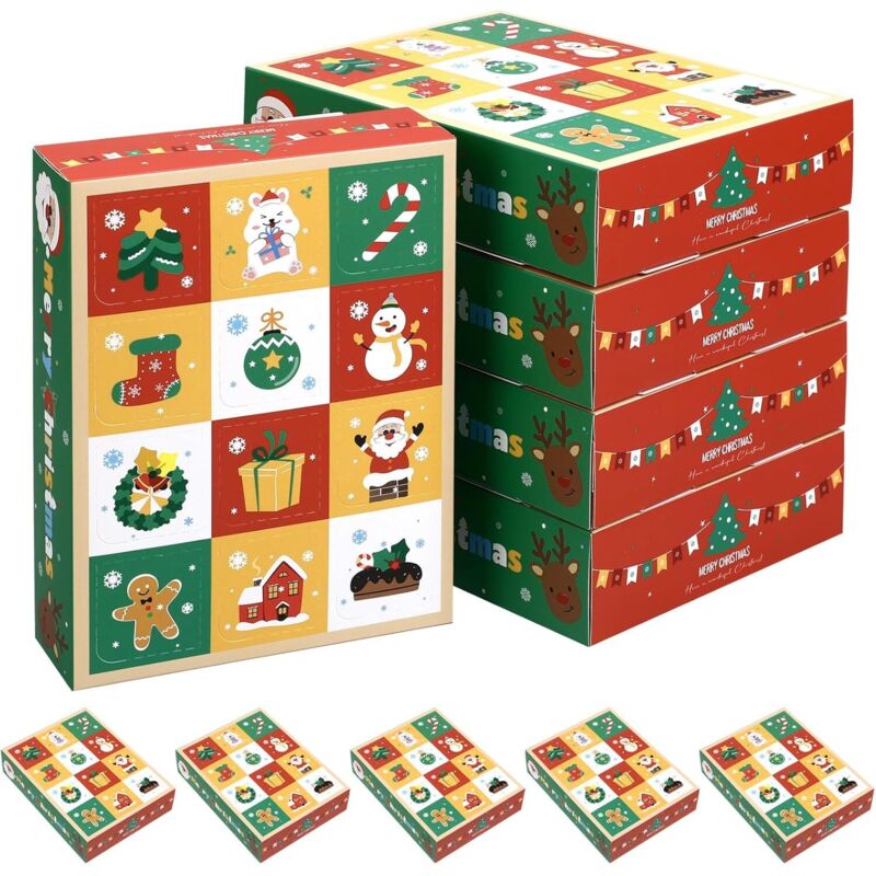 Weihnachts-Adventskalender: 10 nummerierte Kartonboxen mit je 12 Tagen Countdown für Weihnachten 2025 zum Selbermachen von Weihnachtsdekorationen