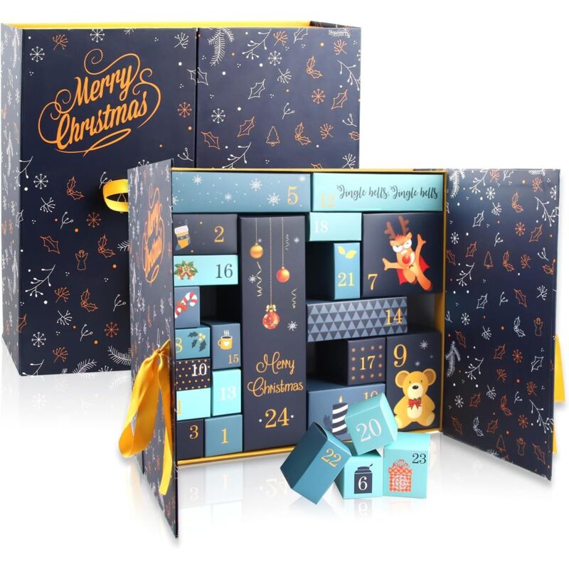 Weihnachts-Adventskalender, befüllbarer Weihnachts-Adventskalender, DIY-Weihnachts-Adventskalender (mit 24 Geschenkboxen),