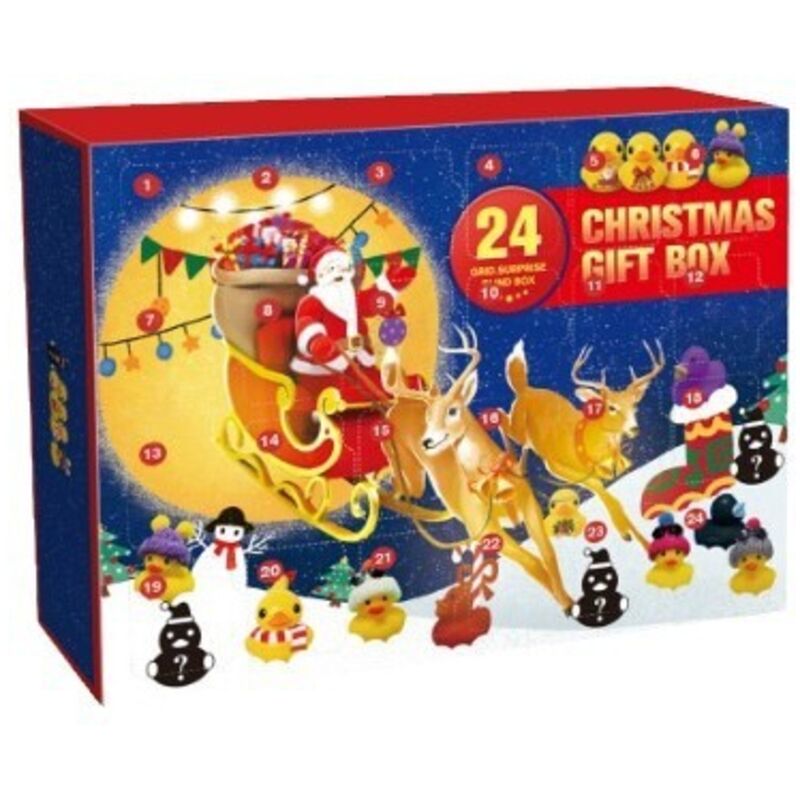 Weihnachts-Adventskalender für Quietscheentchen, 24-tägiger Adventskalender vor Weihnachten 2025, Weihnachtsenten-Adventskalender