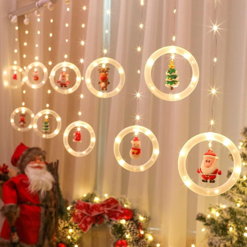 Weihnachts-LED-Lichterkette, 3 m lang, mit blinkenden Blasen, süße runde Lichterkette, ausziehbar für Innen- und Außenbereich, als Weihnachtsbaum