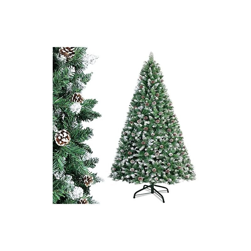 Weihnachtsbaum Künstlich 210cm (Ø ca. 115 cm) mit 1100 Spitzen und 76 Kiefernzapfen, Schnellaufbau Klapp-Schirmsystem Tannenbaum Künstlich inkl.