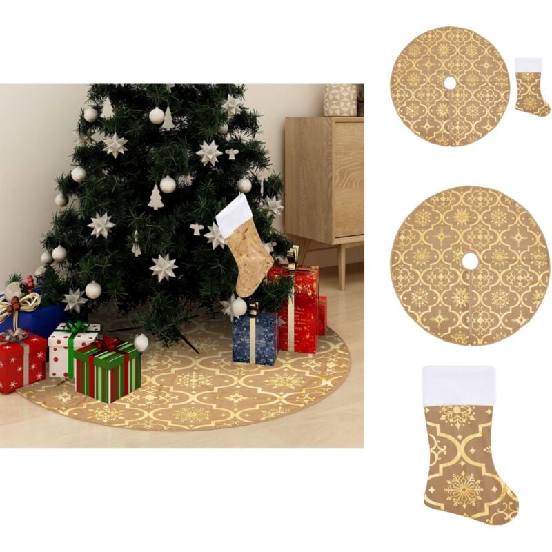 Weihnachtsbaumdecken - Living Luxus-Weihnachtsbaumdecke mit Socke Gelb 90 cm Stoff - Gelb