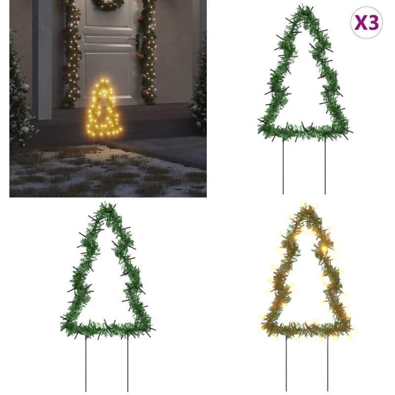 Weihnachtsbäume mit Erdspießen 3 Stk. 50 LEDs 30 cm - Weihnachtsdekoration - Weihnachtsbaum - led Beleuchtung - Outdoor Deko - Indoor Deko - Home &