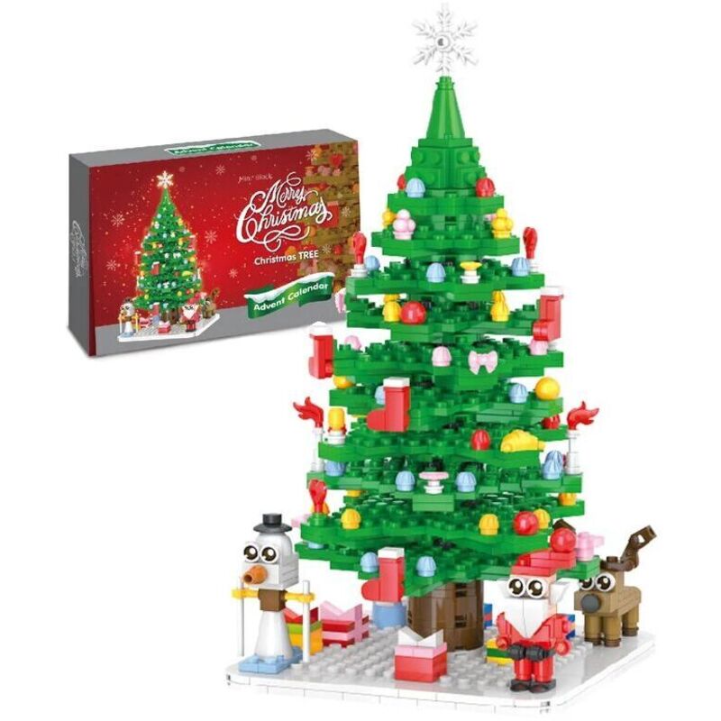 Weihnachtsbausteine, Adventskalender für Kinder, Weihnachtsbaum-Bausteine, 24-in-1 Mini-Weihnachtsbausteine, Adventskalender-Set für Erwachsene und