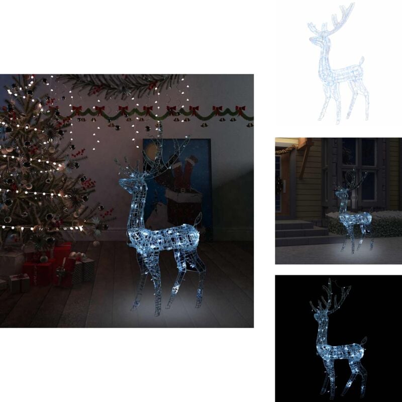LED-Rentier Acryl Weihnachtsdeko 140 LEDs 120 cm Kaltweiß - LED-Dekoration - Weihnachtsdeko - Rentierfigur - Outdoor-Beleuchtung - Indoor-Beleuchtung