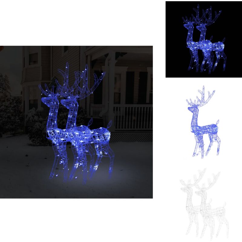 LED-Rentiere 2 Stk. Acryl 120 cm Blau - LED-Dekoration - Weihnachtsdeko - Rentierfigur - Outdoor-Beleuchtung - Indoor-Beleuchtung