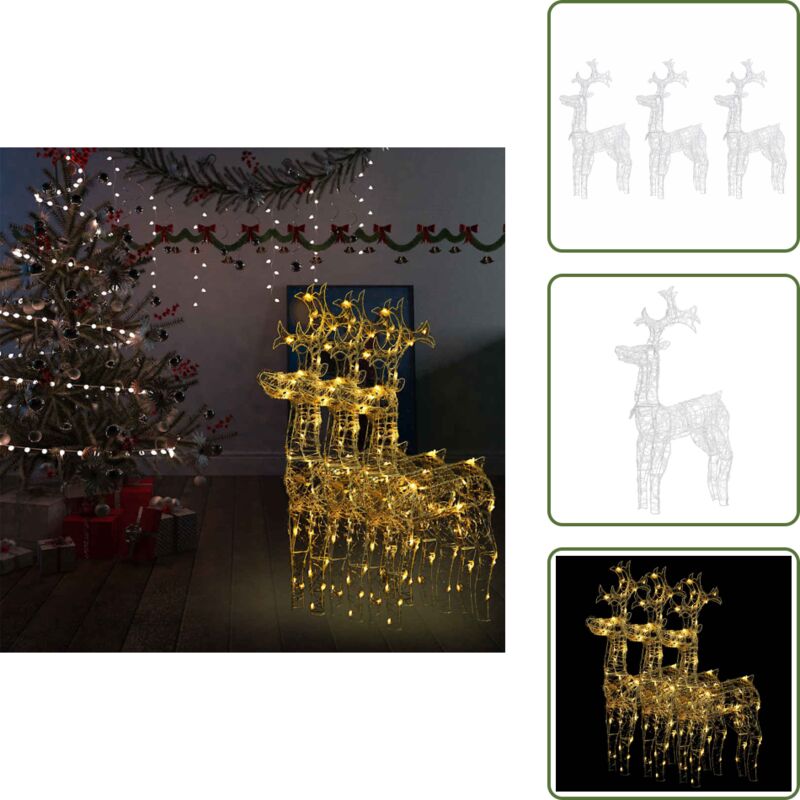 Rentiere Weihnachtsdekoration 3 Stk. 60x16x100 cm Acryl - Weihnachtsdeko - Rentier Deko - Outdoor Beleuchtung - Winter Dekoration - led Beleuchtung