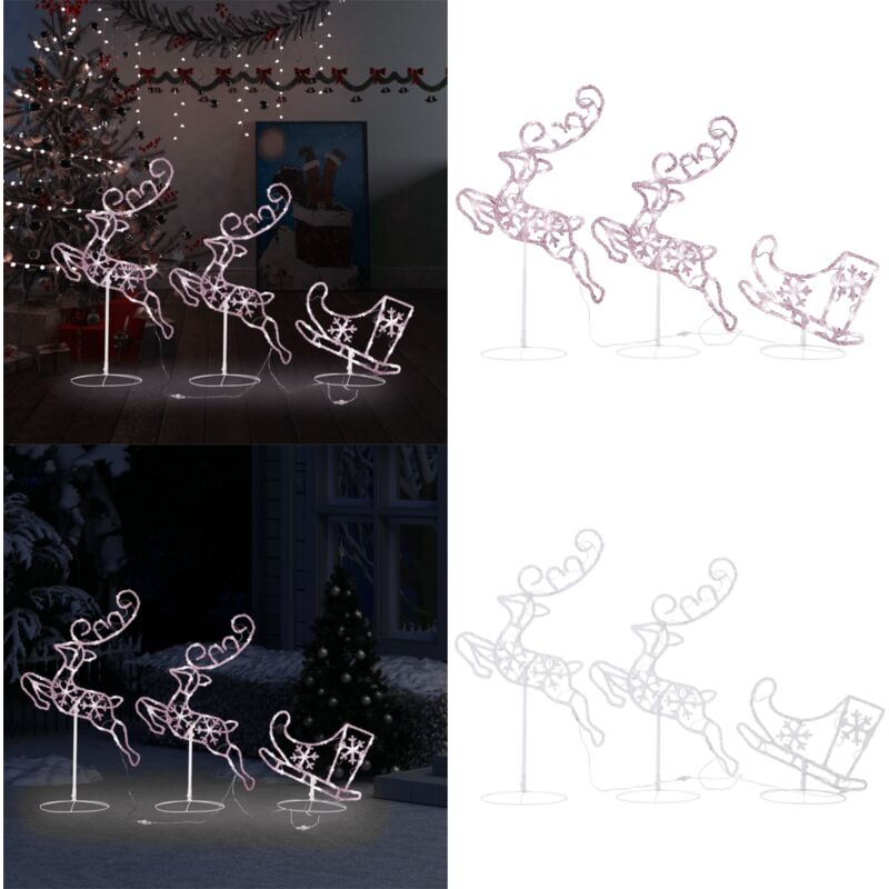 Weihnachtsdeko LED Rentiere & Schlitten Acryl 260x21x87 cm - Weihnachtsdeko - LED Beleuchtung - Rentier Deko - Schlitten Deko - Winter Deko - Home &
