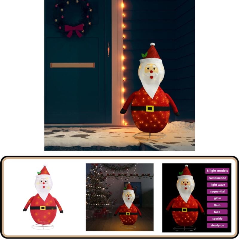 Weihnachtsdeko Weihnachtsmann led Luxus-Stoff 120 cm - led Weihnachtsdekoration - Weihnachtsmannfigur - Outdoor Beleuchtung - Indoor Beleuchtung