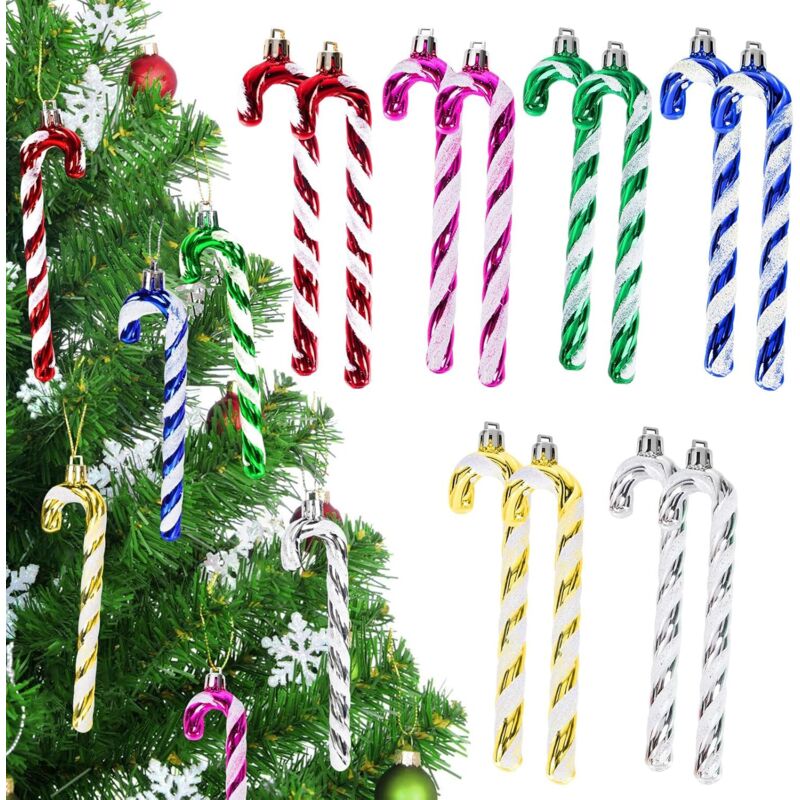 Weihnachtsdekoration, 12 Zuckerstangen-Hängeornamente für Zuhause, Innen- und Außendekoration, Weihnachtsgeschenke (mehrfarbig)