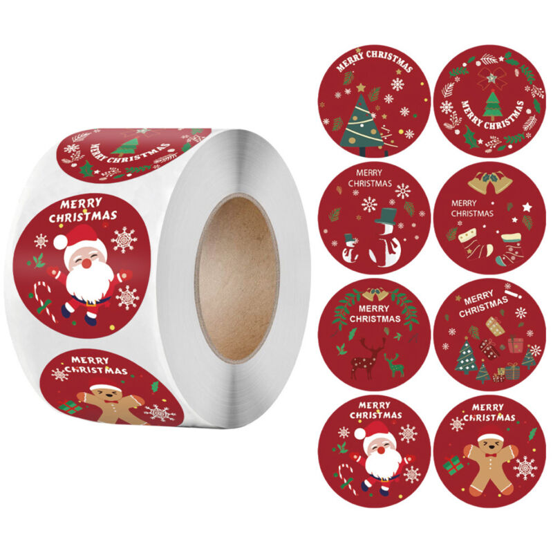 Weihnachtsetiketten 1,5 Zoll, 500 Stück mit Verschiedenen Mustern, Farboptionen, Elegant, Geschenke, Erinnerungen, Geburtstage, Dekorative Hörner