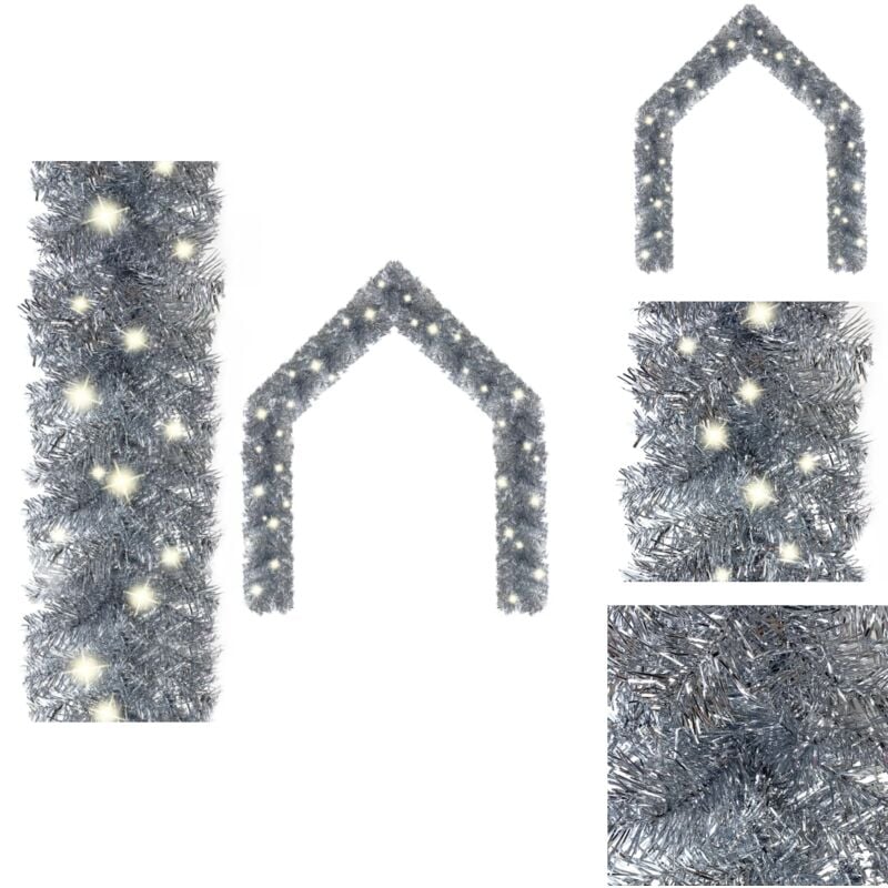 Weihnachtsgirlande mit led 20 m Silbern - Weihnachtsdeko - Lichterkette - LED-Beleuchtung - Silberne Beleuchtung - Christbaumschmuck