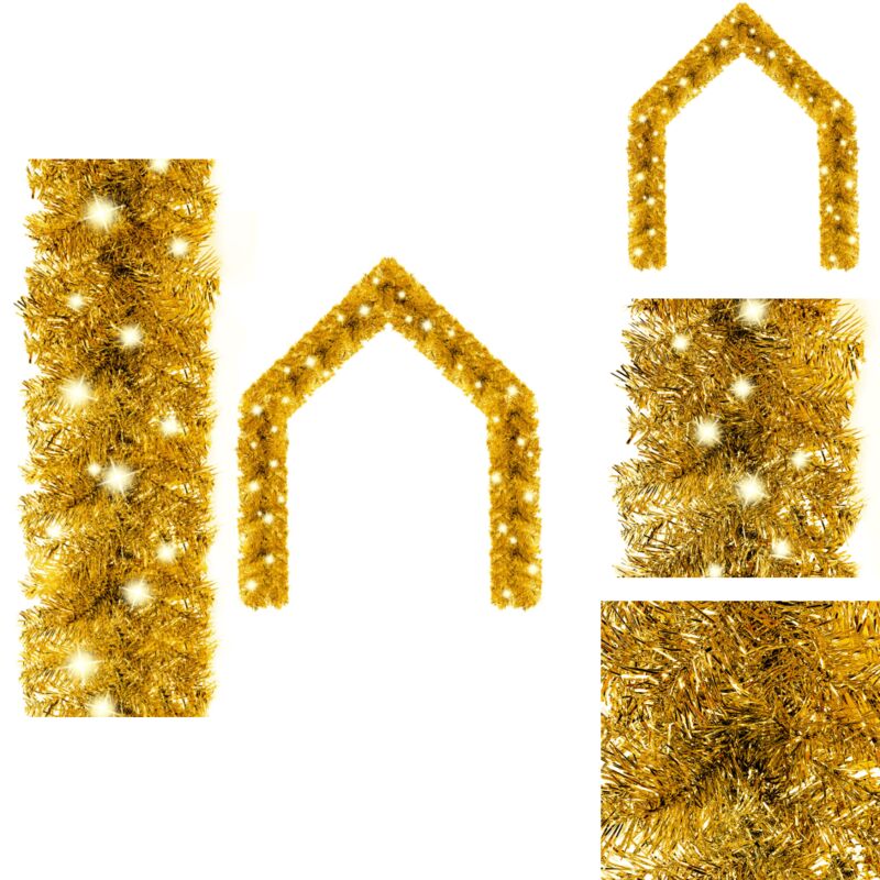 Weihnachtsgirlande mit led 5 m Golden - Weihnachtsdeko - Lichterkette - LED-Lichterkette - Goldene Weihnachtsdekoration - Christbaumschmuck