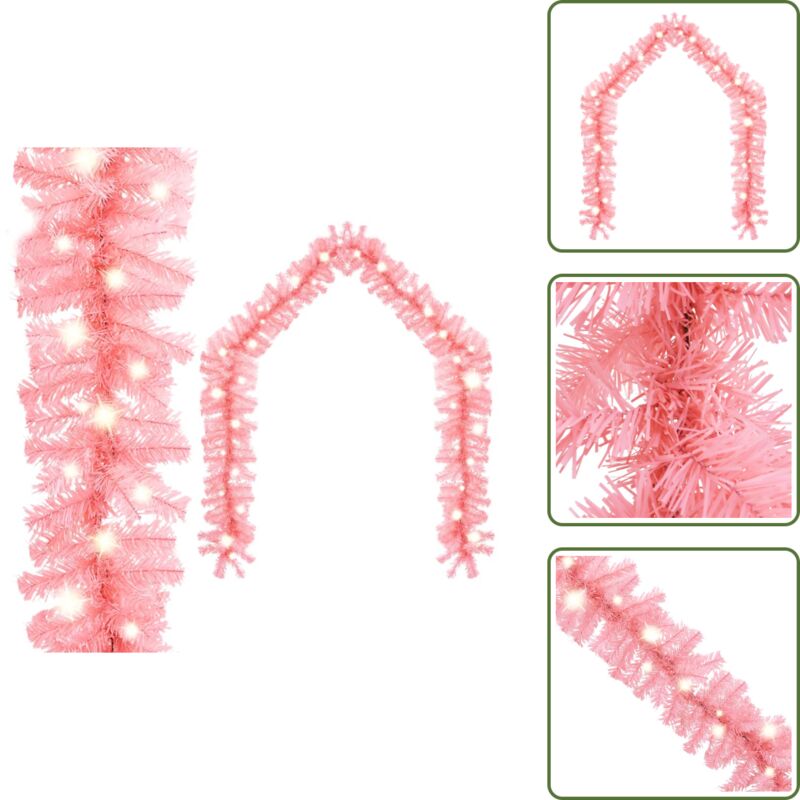 Weihnachtsgirlande mit led 5 m Rosa - Weihnachtsdeko - Lichterkette - LED-Lichterkette - Christbaumschmuck - Rosa Beleuchtung