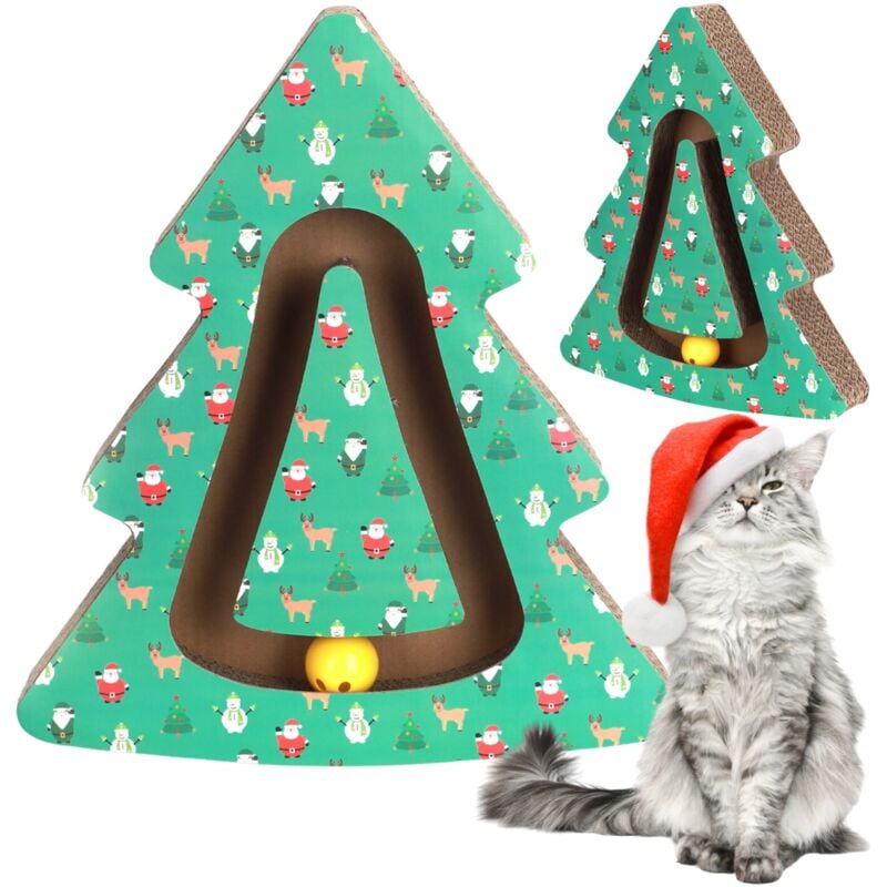 Weihnachtskratzbaum für Katzen Weihnachten Weihnachtsbaum aus Pappe Katzenminze Ball für Weihnachten