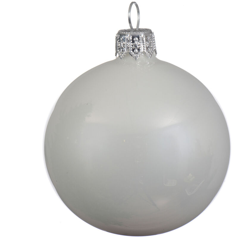 Glänzend weiße Weihnachtskugel ø 8 cm