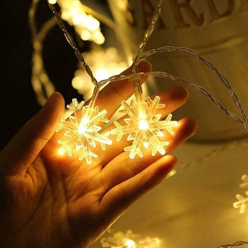 Weihnachtslichterkette, 3 m, 20 LED-Schneeflocken-Lichterkette, batteriebetriebene Weihnachtsdekorations-Lichterkette für Weihnachten, Haus, Garten,