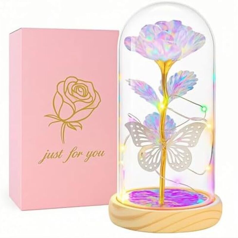 Weihnachtsrosen-Geschenke, Blumen für Frauen, Damengeschenke zu Weihnachten, Geburtstagsgeschenke für Frauen, Rosen-Schmetterling für Mutter, Oma,