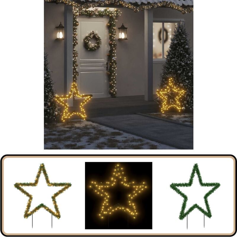 Weihnachtsstern mit Erdspießen und 115 LEDs 85 cm - Weihnachtsschmuck - Weihnachtsdeko - Stern - Outdoor Beleuchtung - Indoor Beleuchtung
