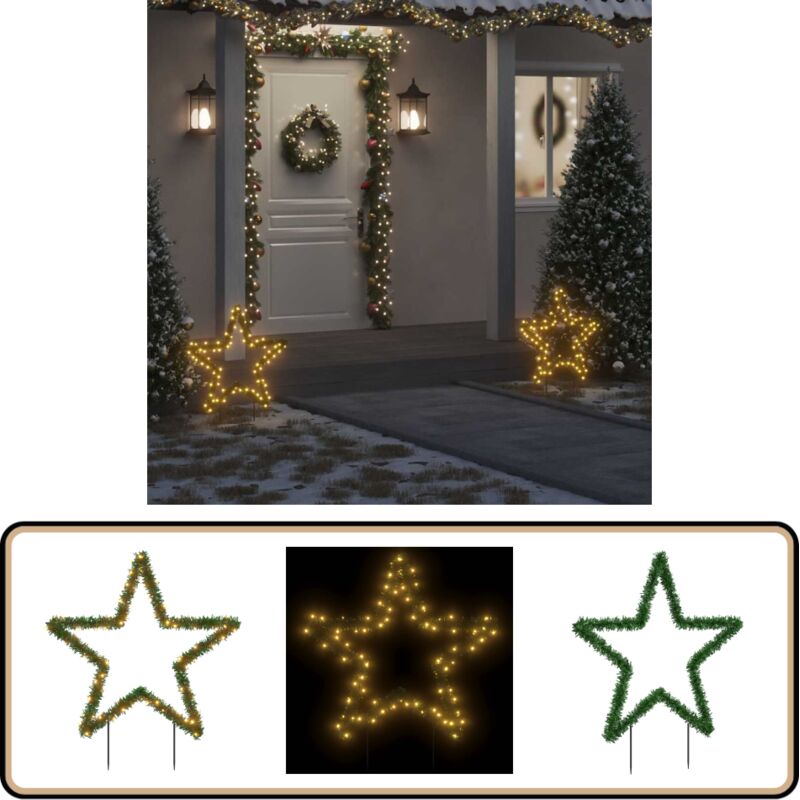 Weihnachtsstern mit Erdspießen und 80 LEDs 60 cm - Weihnachtsschmuck - Weihnachtsdeko - Stern - Outdoor Beleuchtung - Indoor Beleuchtung