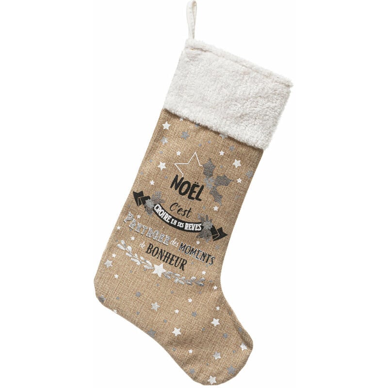 Weihnachtsstrumpf für Geschenke, Jute, 45 cm