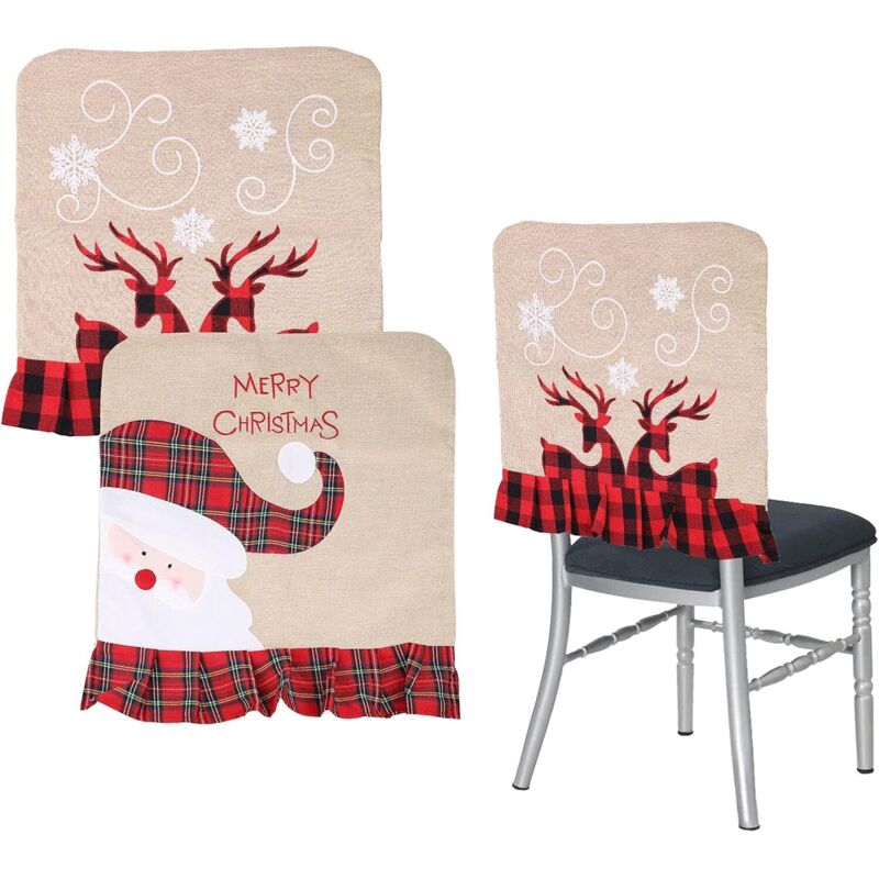 Weihnachtsstuhlbezug 2 Stück Esszimmerstuhlhussen Dekoration für Esszimmer Abendessen Xrhas Stuhlbezug Dekoration Stühle Weihnachten, Party,